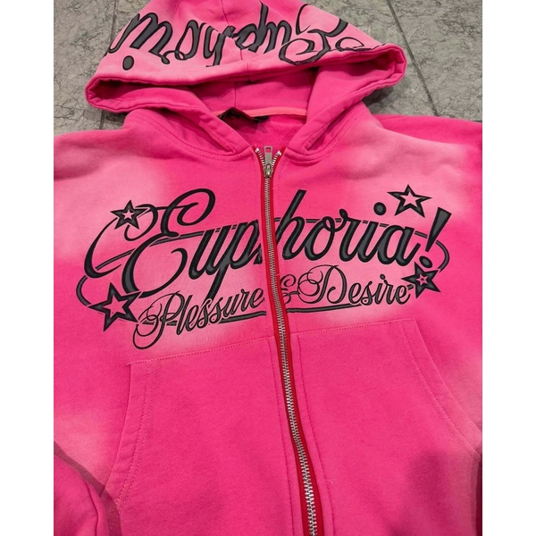 Letter Print Zipper Hoodie, Retro Washed Couple's Coat