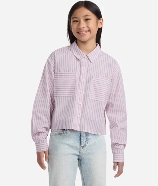 Abercrombie Kids Girls' Cotton Stripe Boxy Shirt
