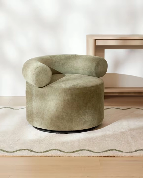 Halo Swivel Round Chair - Green - Green - One Size