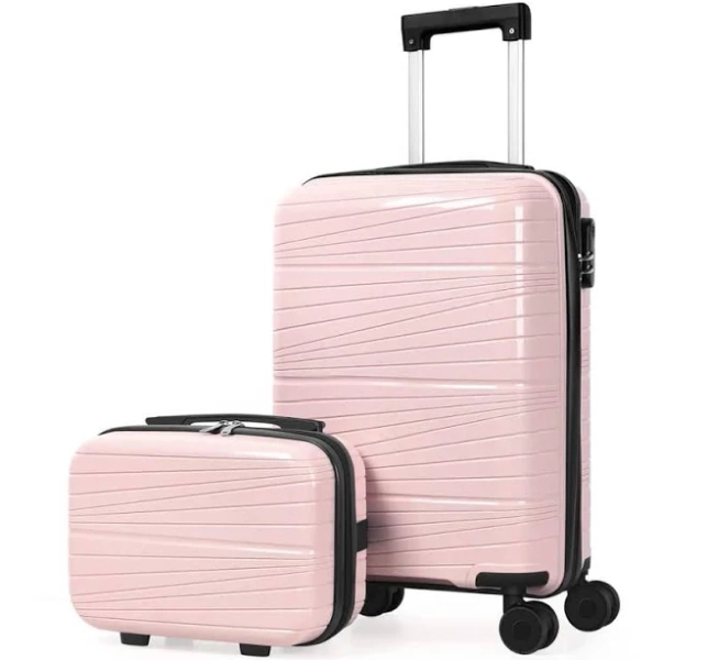 HIKOLAYAE 2 Piece Carry On Luggage Sets, PP Hardside Suitcases with Spinner Wheels and Lock