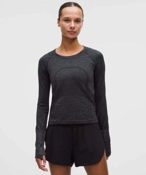 Swiftly Tech Long-Sleeve Shirt 2.0 Waist Length *Sparkle - Black/Rainbow Lurex - 10