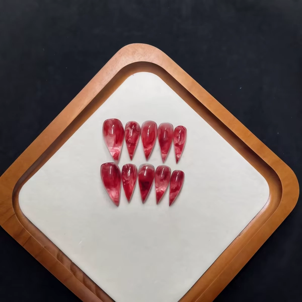 10PCS Halloween Blood Ink Swirl Stiletto Press On Nails Transparent Red Marble Bloody Gradient Handmade Fake Nails Gothic  Nails - AliExpress 