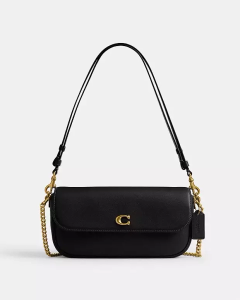 Brass/Black Brook Flap Chain Bag