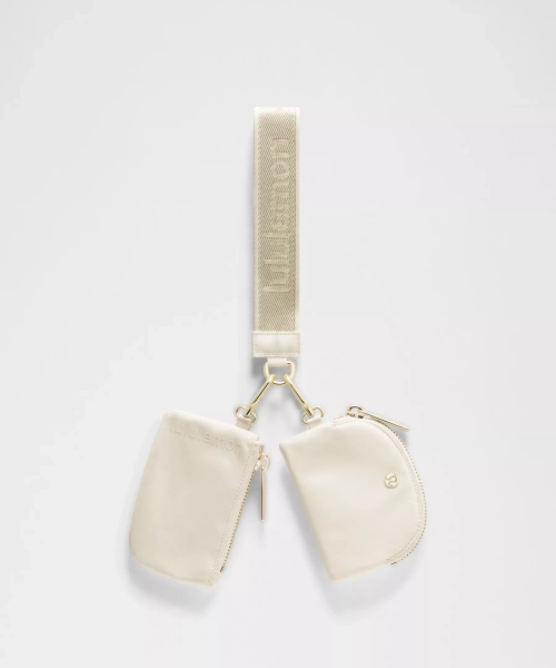 Dual Pouch Wristlet *Metallic Wordmark - Light Ivory - ONE SIZE