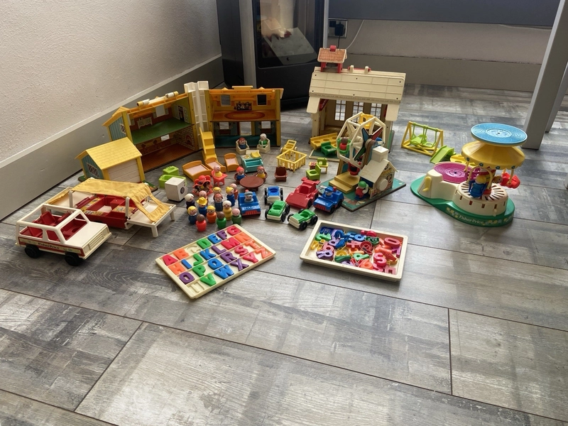 Fisher Price Vintage Little People Bundle 1960s 1970's vehicles Figures 
