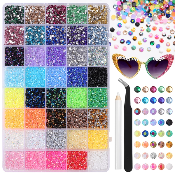 45000pcs 40 Colors Rhinestones Bedazzling Kit with Tools, 3Mm Color Resin Rhinestones for Bedazzling, Flatback Resin Gems for Crafts, Kit for Clothing Shoes Face Makeup Tumblers