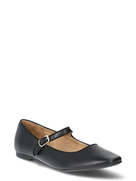 Time and Tru Women's Faux Leather Mary Jane Flats