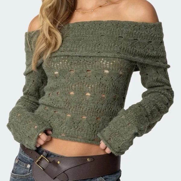 Edikted Women's Kenna Fold Over Knit Top