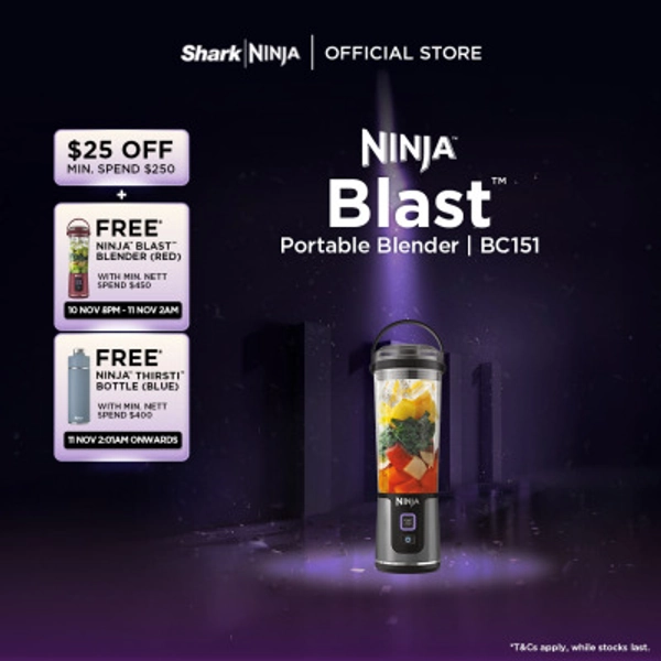 Ninja Blast Portable Blender, 530ml, Rechargeable with USB-C Cord, Lightweight, BPA-Free, Ninja BC151