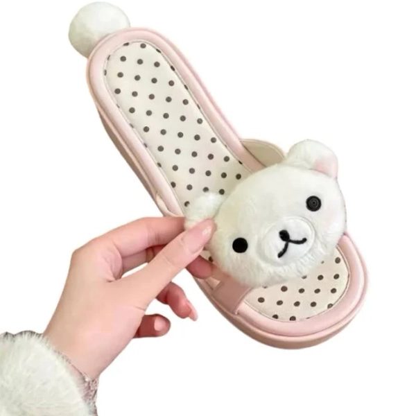 Rilakkuma Anime Cute Pink Bear Slippers Thick Bottom Fashion Cartoon Style Sandals for Sister Lucky