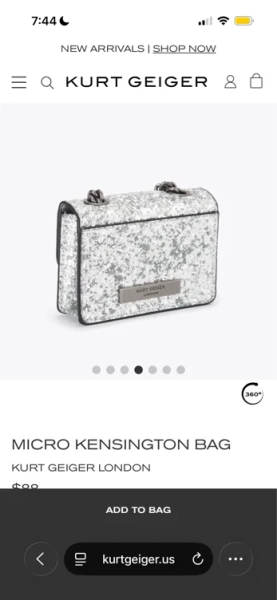 MICRO KENSINGTON Silver Glitter Micro Bag by KURT GEIGER LONDON