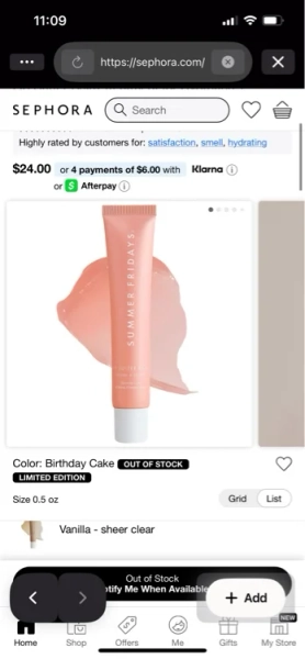 Lip Butter Balm Treatment for Hydration + Nourishing Shine - Birthday Cake