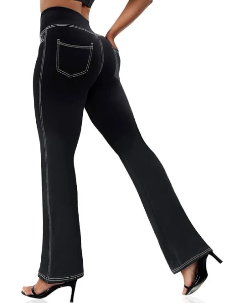 Sunzel Women's High-Waisted Stretchy Flare Pants