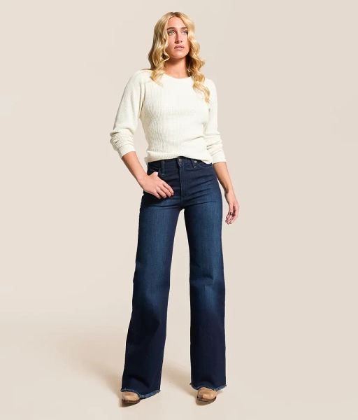 2 Dark Wash Olivia High Rise Wide Leg Stovepipe Jean