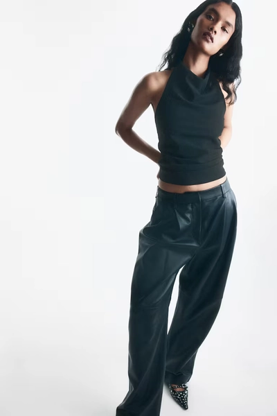 Draped Halterneck Top - Black