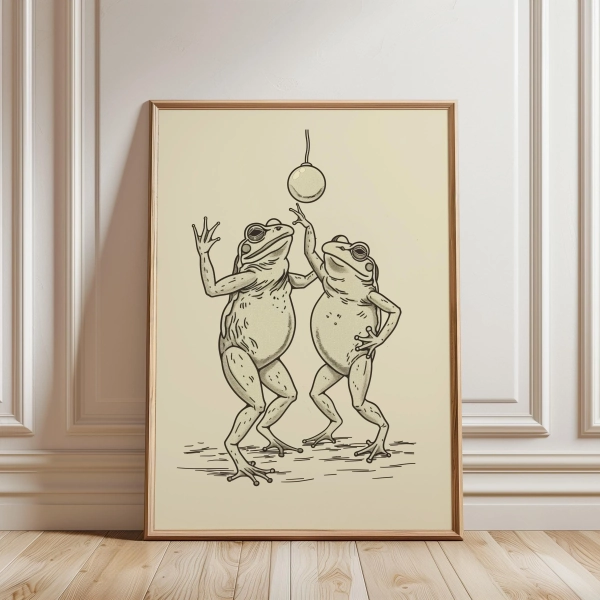 Dancing Frogs Aesthetic Room Art • Retro Funky Disco Ball Print • Trendy 70s Vintage Print • Positive Cute Toad Cottagecore Vibes Wall Decor