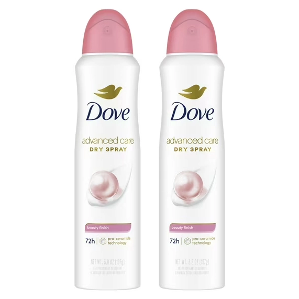 Dove Advanced Care Antiperspirant Deodorant Spray for Women Beauty Finish Floral Scented, 3.8 oz 2 Count