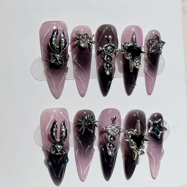 10pcs Halloween Almond Handmade Press on Nails Y2K Fake Nails with 3D Decoration False Nail Artificial Nail Накладные Ногти 네일팁 - AliExpress 