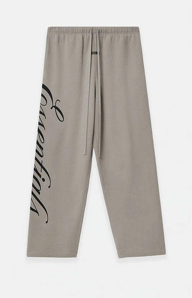 Smoke Grey Script Logo Lounge Fleece Baggy Sweatpants