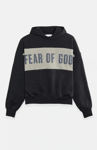 Iron Grey Heather Paneled Cropped Relaxed Hoodie