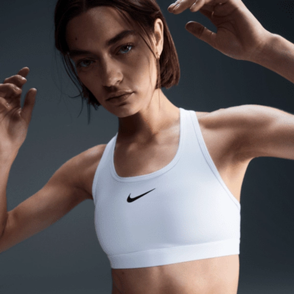 Nike Swoosh Medium Support Women's Padded Sports Bra - White/Stone Mauve/Black - Size XXS