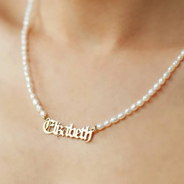 Dainty Pearl Name Necklace