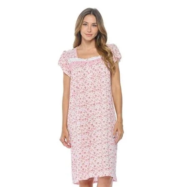 Casual Nights Women's Cap Sleeves Embroidered Floral Lace Night Gown