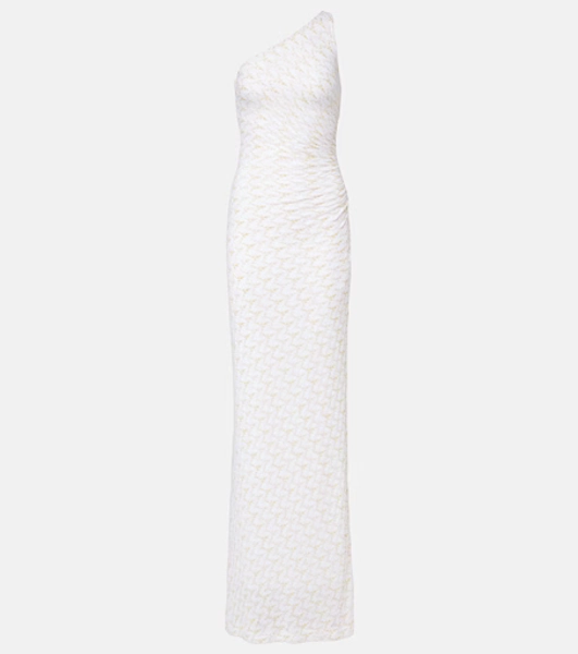 Robe longue asymétrique en lamé