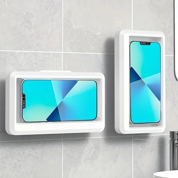 Shower Phone Holder, 360 ° Rotating Touch Sensitive Phone Holder, Bathroom Wall Mounted Phone Holder And Anti Fog Shell, Suitable for 6.8-inch, Bathtub, Kitchen