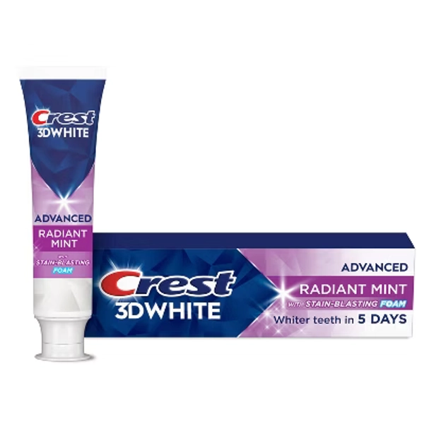 Crest 3D White Advanced Teeth Whitening Toothpaste - Radiant Mint - 3.3 oz