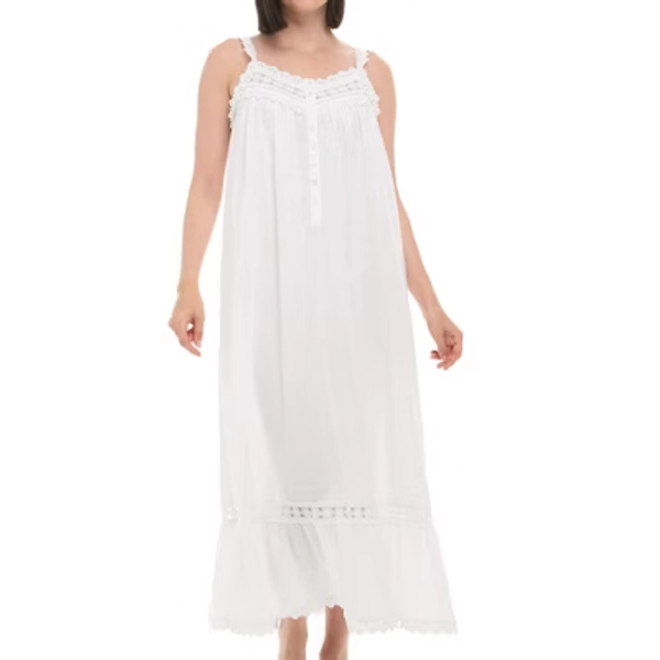 ADR Victorian Nightgown, 100 Cotton Nightgowns for Women, Long Nightgowns for Women Soft Cotton, Nighty White Version 2 Large