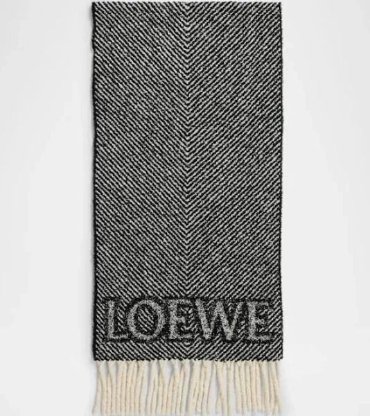 Loewe Logo Fringe Wool-Blend Scarf Women's