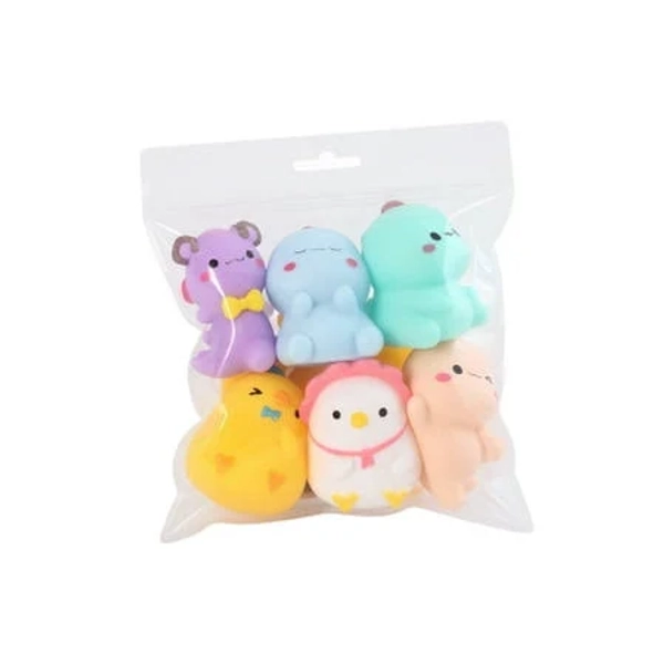 6pcs Mini Squeeze Toys, Cute Cartoon Squishy Fidget Toys with Bath Toys Style, Sensory Stress Relief Gifts and Novelty Desk Decor (Bag Pack),