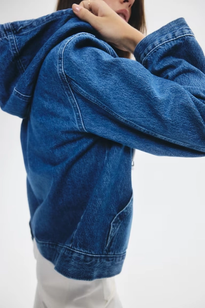 Hooded Denim Jacket - Denim blue