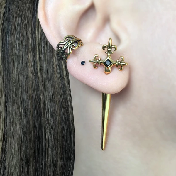 Sword earrings, dagger earrings, Fleur de lis sword earrings, Front back earrings, ear jacket, sword ear jacket, Gothic earrings