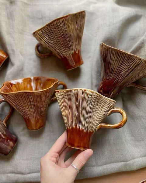Handmade Mushroom Coffee Cup - Unique Forest-Inspired Design