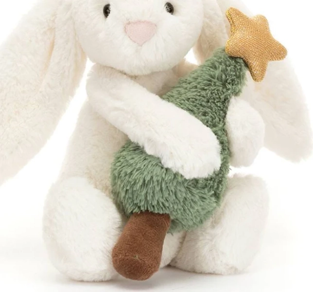 Jellycat Bashful Bunny with Christmas Tree