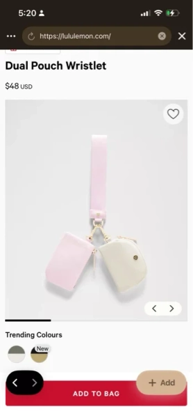 Dual Pouch Wristlet - Pink - ONE SIZE