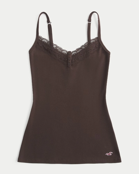 Lace Trim Henley Cami