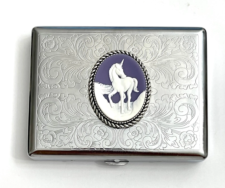 Amazing brass victorian style Unicorn Stainless Steel Cigarette box Case top quality /T25