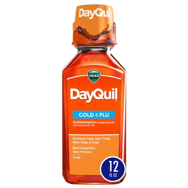Vicks DayQuil Cold & Flu Medicine Liquid - 12 fl oz: Acetaminophen, 1-Pack