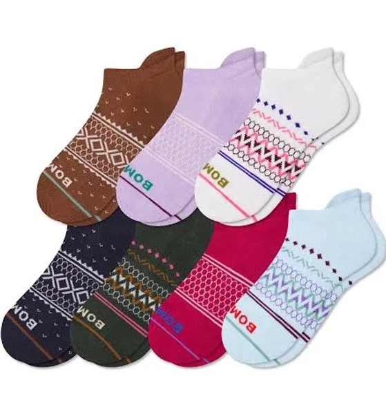 Bombas Women's Week of Holiday Cotton Blend Ankle Socks (7-Pack)