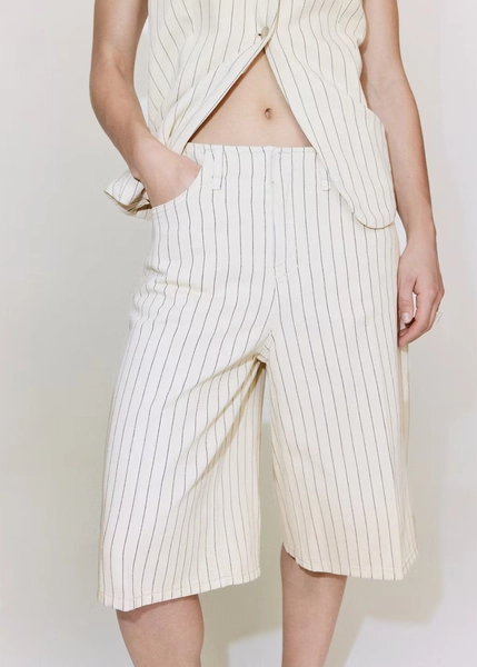 Mid-rise striped jorts - Women | MANGO USA