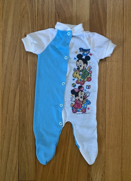 VTG Playskool Disney Babies Mickey Minnie One Piece Romper Sleeper-Newbor<wbr/>n