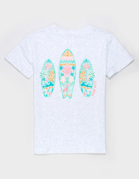 MALIBU SKYYE Surfboard Girls Boyfriend Tee - HEATHER GRAY