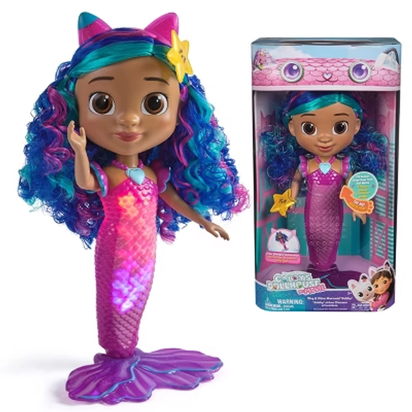 Gabby's Dollhouse: The Movie, Sing & Shine Mermaid Gabby, Waterproof Mermaid Doll, Lights & Sounds