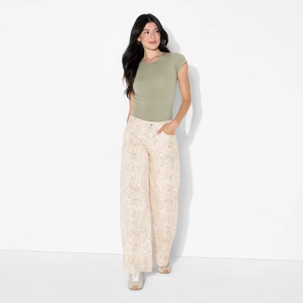Women's Low-Rise Baggy Jeans - Wild Fable™ White Snakeskin 8