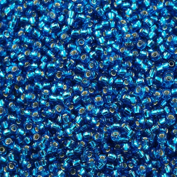 Miyuki Japanese Seed Bead- 15/0 Rochelle (Round)- Silver Lined, Capri Blue (#25)