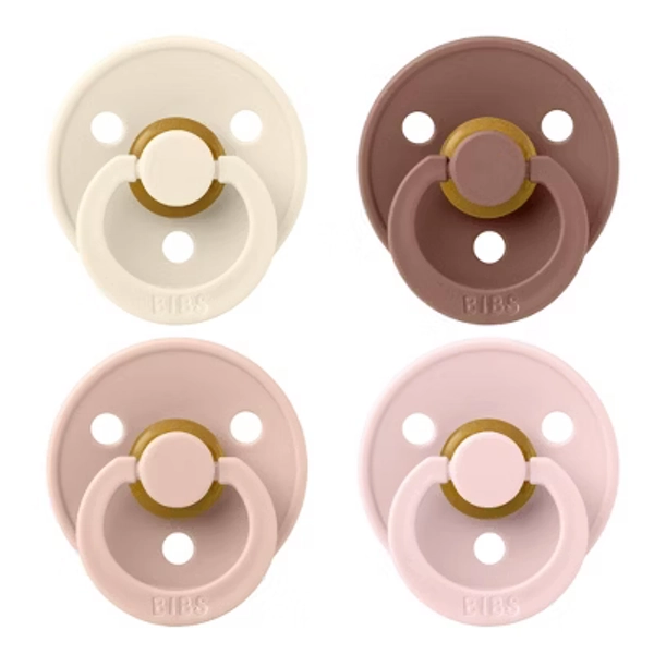 Bibs Colour Latex Pacifier - Size 1: 0-6 Months - Ivory/Blush/Woodchuck/Blossom - 4pk: Rubber, BPA-Free