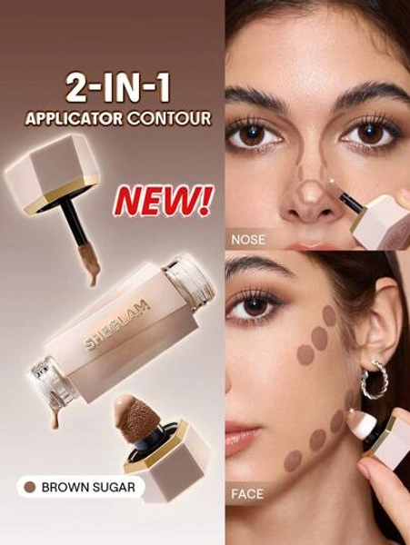 SHEGLAM Precision Sculpt Liquid Contour Duo-Brown Sugar Brand Beauty Makeup Face Paint Cosmetic For Women Girls Perfect For Fall Winter Ideal For Y2K Fancy Fashion Suitable For Birthday Christmas Present Party Ready Best Color